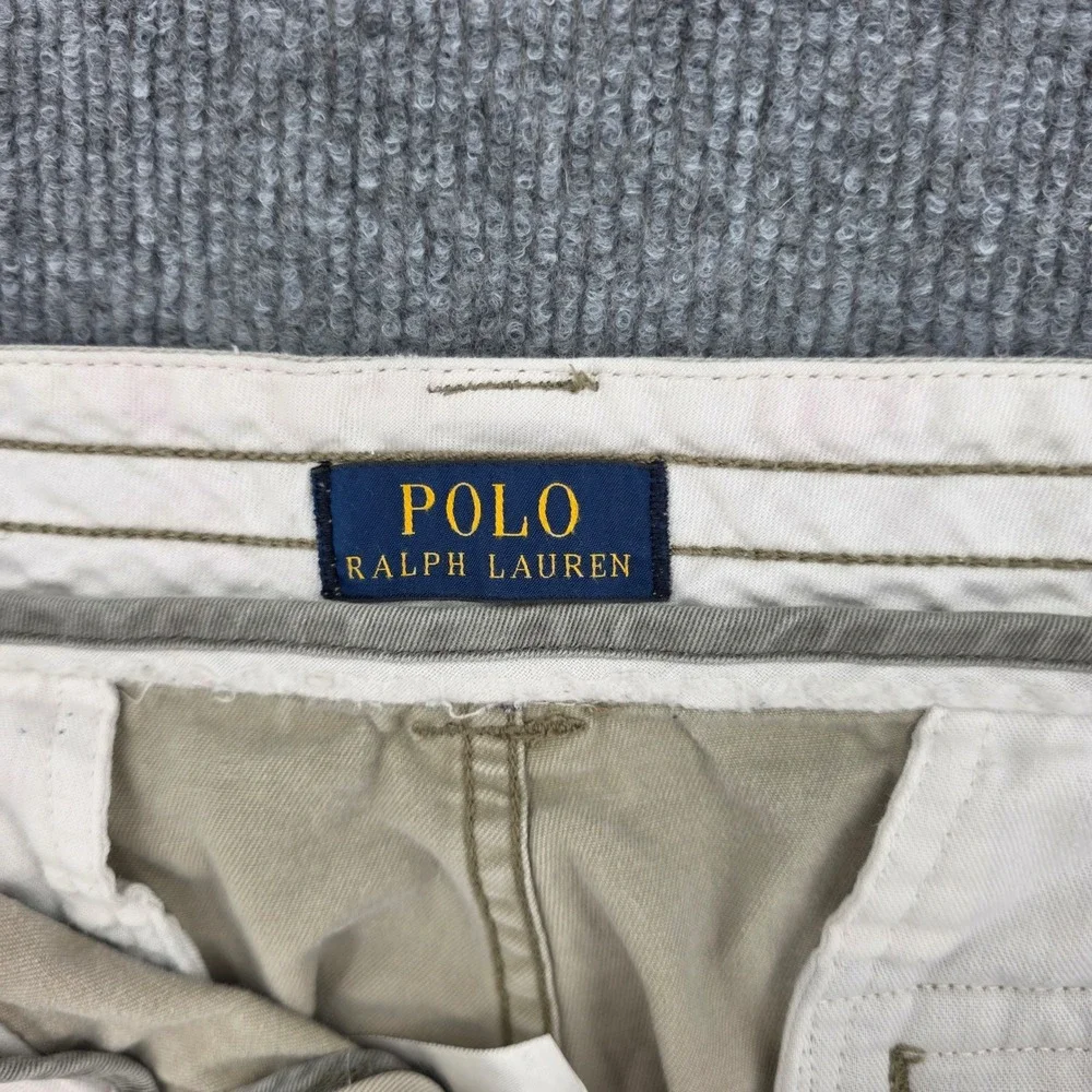 Polo Ralph Lauren Mens Khaki Tan Cotton Twill Cargo Shorts Size 36 Relaxed Fit
